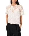 Maje Embroidered Short-sleeved Top In White