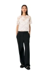 Maje Embroidered Short-sleeved Top In White