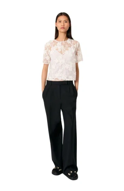 MAJE MAJE EMBROIDERED SHORT-SLEEVED TOP
