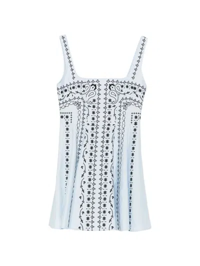 Maje Embroidered Square-neck Mini Dress In Multi