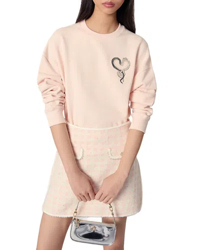 Maje Embroidered Sweatshirt In Pink