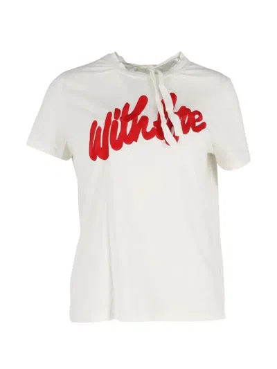 Pre-owned Maje Embroidered-tie T-shirt In White