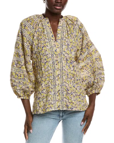 Maje Embroidered Top In Yellow