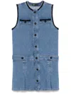 Shop Maje Embroidered-trim Denim Mini Dress