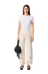 Maje Embroidered Trousers In Ecru
