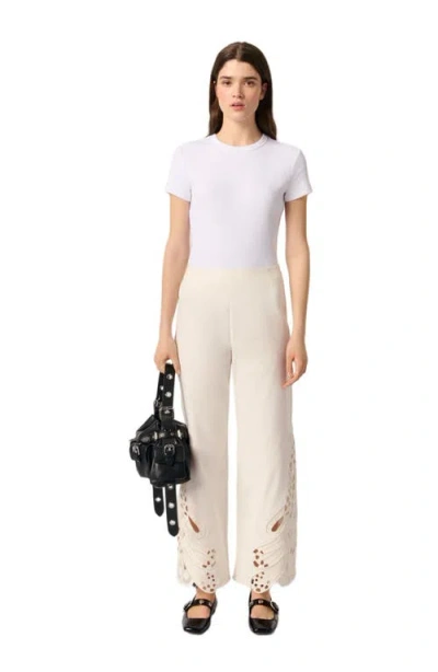 Maje Embroidered Trousers In Ecru
