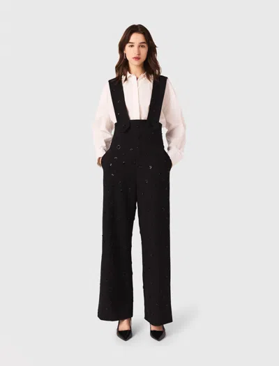 MAJE EMBROIDERED TROUSERS WITH BRACES