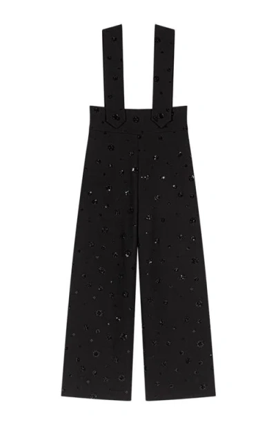 MAJE MAJE EMBROIDERED TROUSERS WITH BRACES