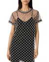 Maje Short Embroidered Tulle Dress In Black