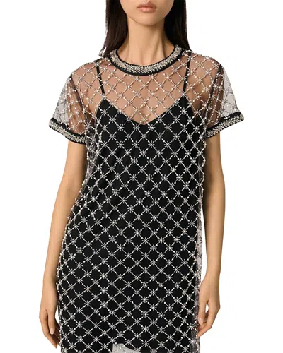 MAJE EMBROIDERED TULLE MINI DRESS