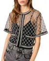 Maje Womens Bead-embroidered Short-sleeve Tulle Top Black In Black