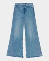 Maje Womens Bleus Leaf-embroidered Wide-leg Stretch-denim Jeans In Blue