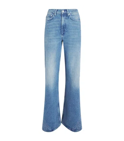 Maje Embroidered Wide-leg Jeans In Blue