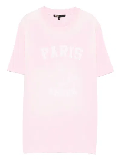 Maje Embroidery Cotton T-shirt In Pink