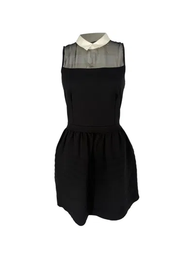 Pre-owned Maje Eponime Collared Mini Dress In Black