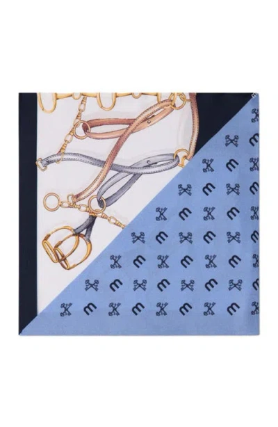 Maje Equestrian Motif Silk Scarf In Blue