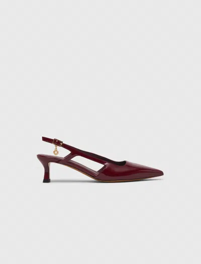 Maje Escarpins Slingback En Cuir Vernis In Burgundy