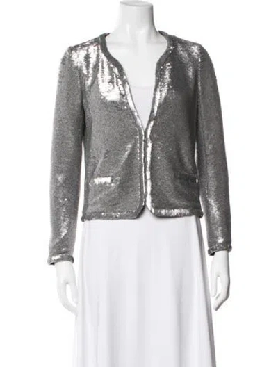 Pre-owned Maje Evening Jacket W/ Tags In Grey/metallic/silver