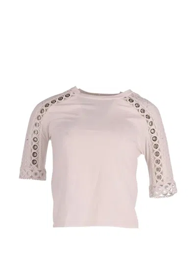 Pre-owned Maje Eyelet-detail Lace Top In White
