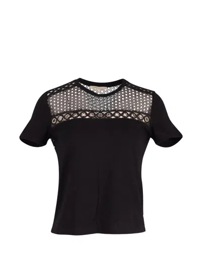Pre-owned Maje Eyelet Lace Insert Top In Black