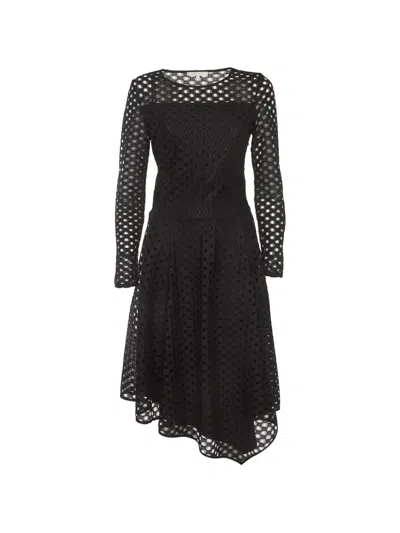 Pre-owned Maje Eyelet Lace Midi Dress In Black