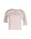 Maje Eyelet Lace With Gromet Top In White Cotton In White