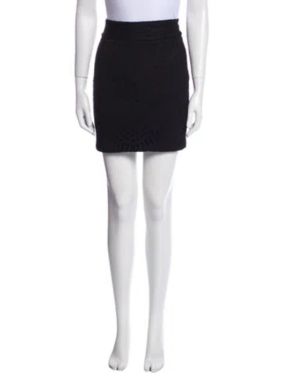Pre-owned Maje Eyelet Trim Mini Skirt In Black