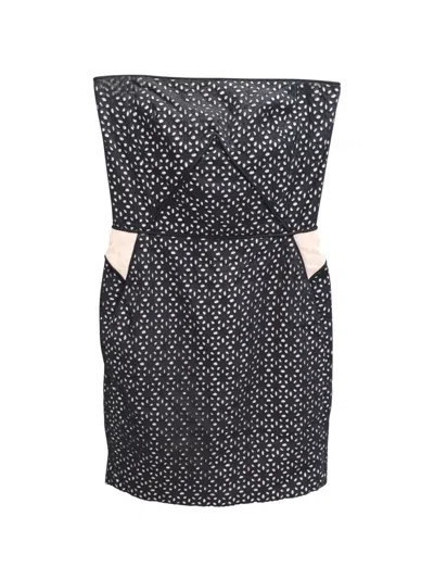 Pre-owned Maje Eyelet Tube Mini Dress In Black