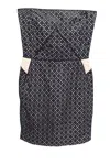 Maje Eyelet Tube Mini Dress In Black Cotton In Black