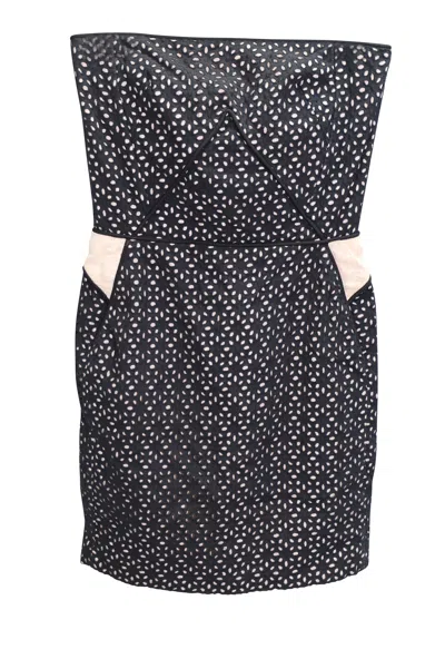 Maje Eyelet Tube Mini Dress In Black Cotton