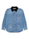 Maje Faded-effect Denim Jacket In Blue