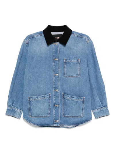 Maje Faded-effect Denim Jacket In Blue