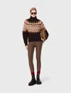 Maje Womens Dark Brown Fairisle High-neck Mohair-blend Jumper In Brown