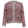 Maje Fancy Lurex Knit Cardigan In Pink Polyester In Pink