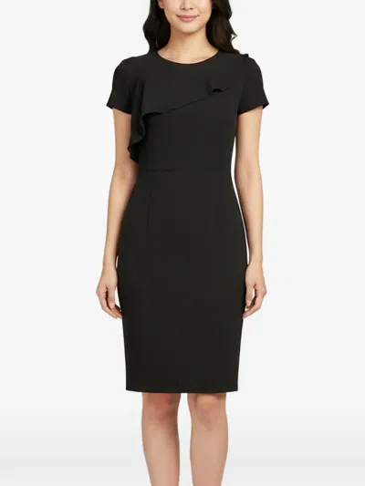 Pre-owned Maje Fanny Flounced Mini Dress In Black