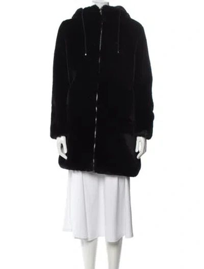 Pre-owned Maje Faux Fur Coat In Black