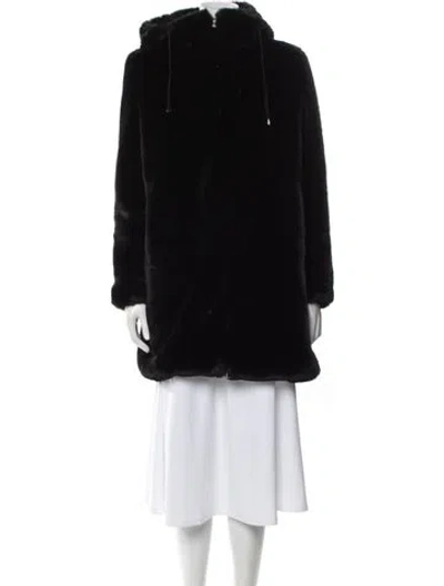 Pre-owned Maje Faux Fur Coat In Black