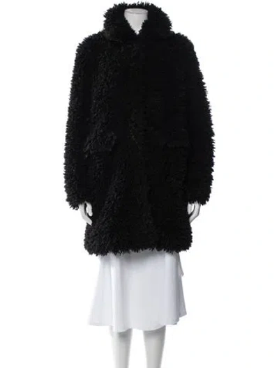 Pre-owned Maje Faux Fur Coat In Black