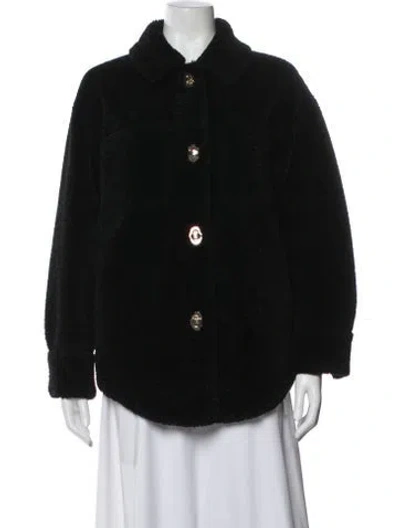 Pre-owned Maje Faux Fur Coat In Black