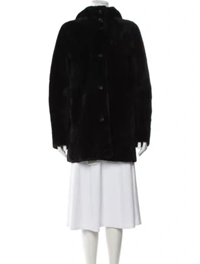 Pre-owned Maje Faux Fur Coat In Black