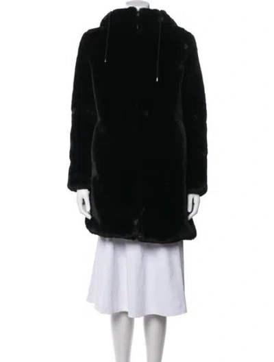 Pre-owned Maje Faux Fur Coat In Black