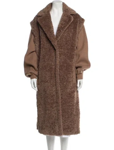 Pre-owned Maje Faux Fur Coat In Brown