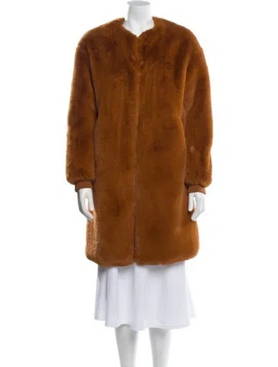 Pre-owned Maje Faux Fur Coat In Brown