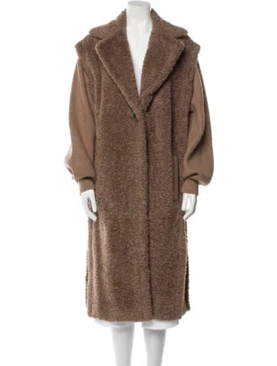Pre-owned Maje Faux Fur Coat In Brown