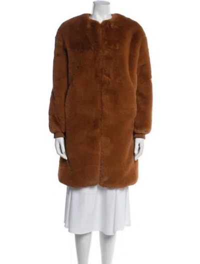 Pre-owned Maje Faux Fur Coat In Brown