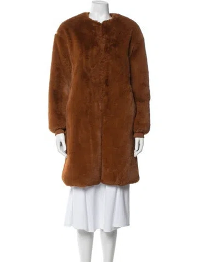 Pre-owned Maje Faux Fur Coat In Brown