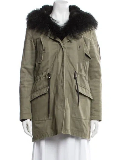 Pre-owned Maje Faux Fur Coat In Green