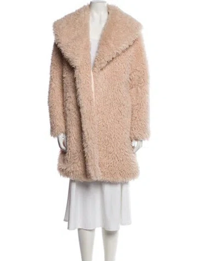 Pre-owned Maje Faux Fur Coat In Neutral