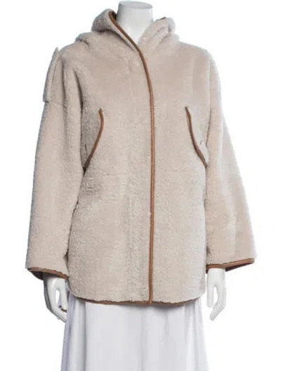 Pre-owned Maje Faux Fur Coat In Neutral