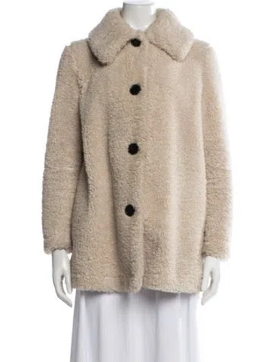 Pre-owned Maje Faux Fur Coat In Neutrals